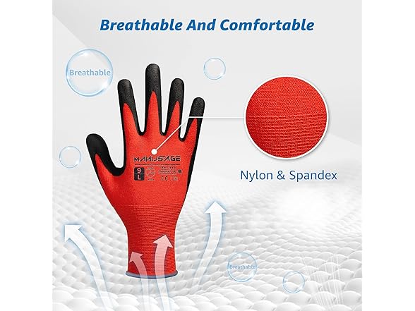 MANUSAGE work gloves with grip, 24 Pairs, Red XL