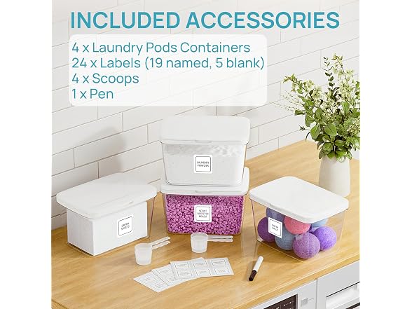 Vtopmart 4 Pack Laundry Room Storage Containers
