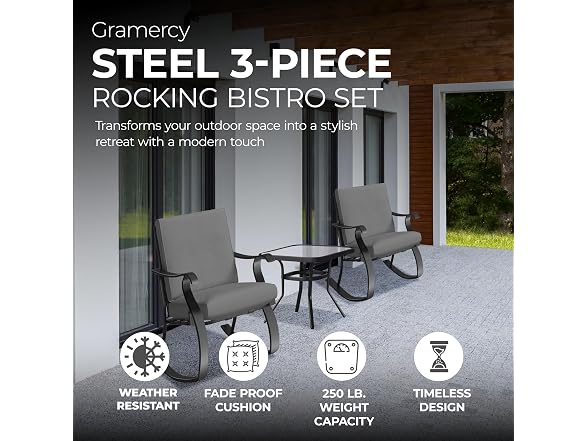 Four Seasons Courtyard Gramercy 3 Piece Rocking Chairs with Table