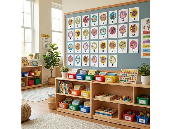 Fun Express American Sign Language Alphabet Mini Posters Set