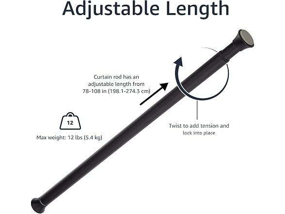 Amazon Basics No Drilling Spring Tension Curtain Rod