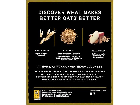 6PK Better Oats Apples and Cinnamon Oatmeal