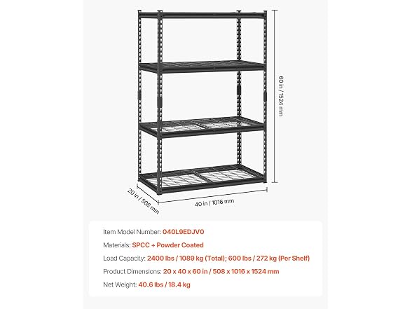 Storage Shelves, 2400 lbs