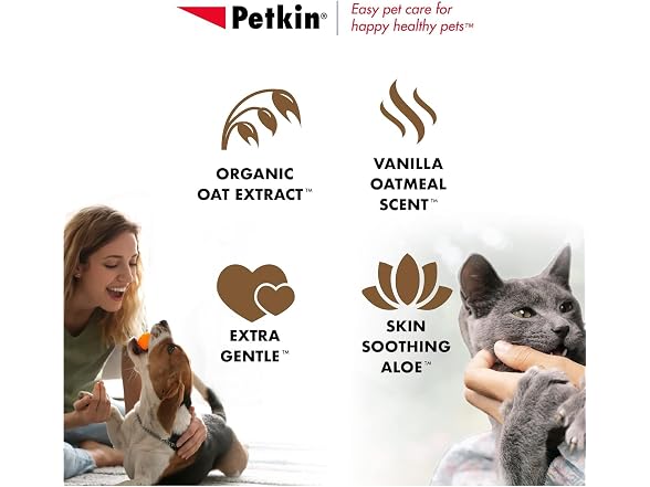 Petkin Pet Wipes for Dogs and Cats, Oatmeal, 100 Wipes