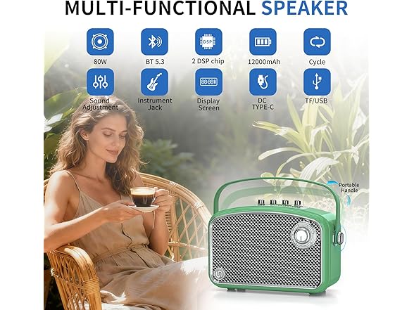 SUPNIU Retro Bluetooth Speaker | 120W