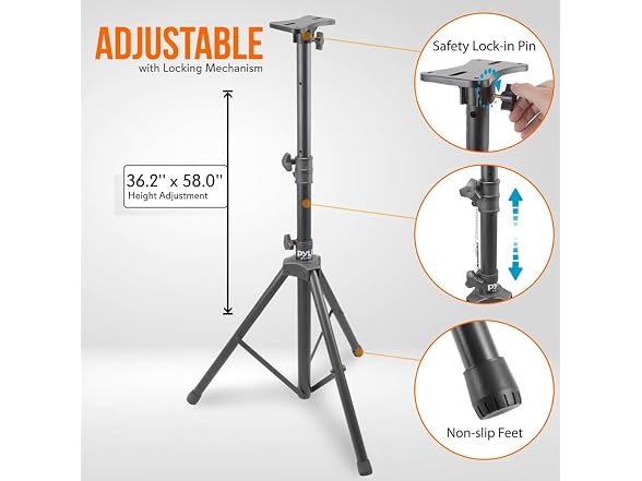Pyle 2-Pk Adjustable Tripod Speaker Stands