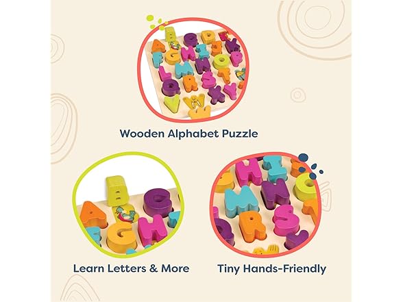 B. toys Alpha B. Tical Wooden Alphabet Puzzle
