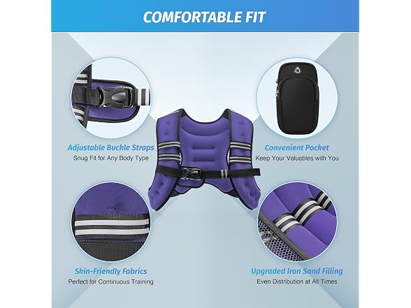ZELUS Purple Reflective Weighted Vest 12lb