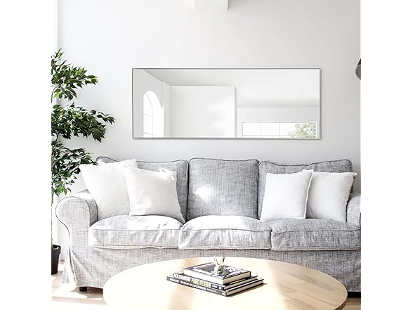 KIAYACI Silver Floor Mirror w/Stand 47"x16"