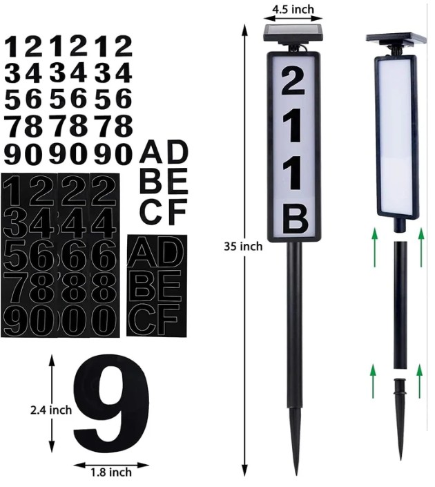Solar Lighted House Address Sign LED - Gallery 12