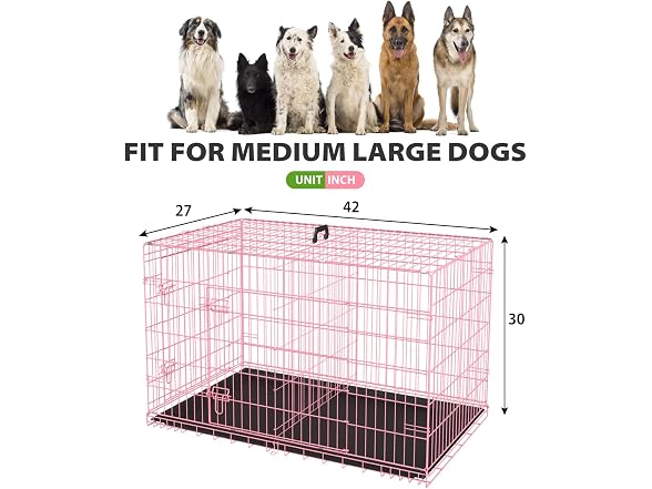 BestPet | Dog Crate | 18" | Pink | Foldable Metal Kennel
