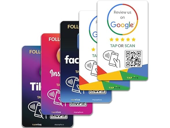 TapFive Google Review Tap Cards 5-Pack
