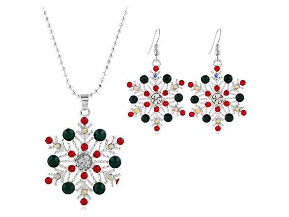 LZHLQ Snowflake Earrings & Necklace