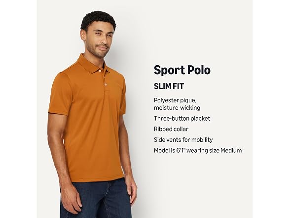 Amazon Essentials Quick-Dry Polo Shirt Caramel (S)