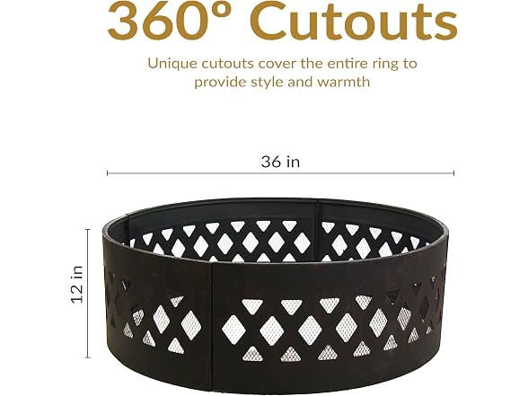 Sunnydaze Crossweave Large Round Outdoor Steel Metal Fire Pit Ring, 36"