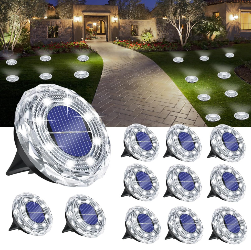 Hakol 12-Pk Solar Ground Light Outdoor Cool White - Gallery 18