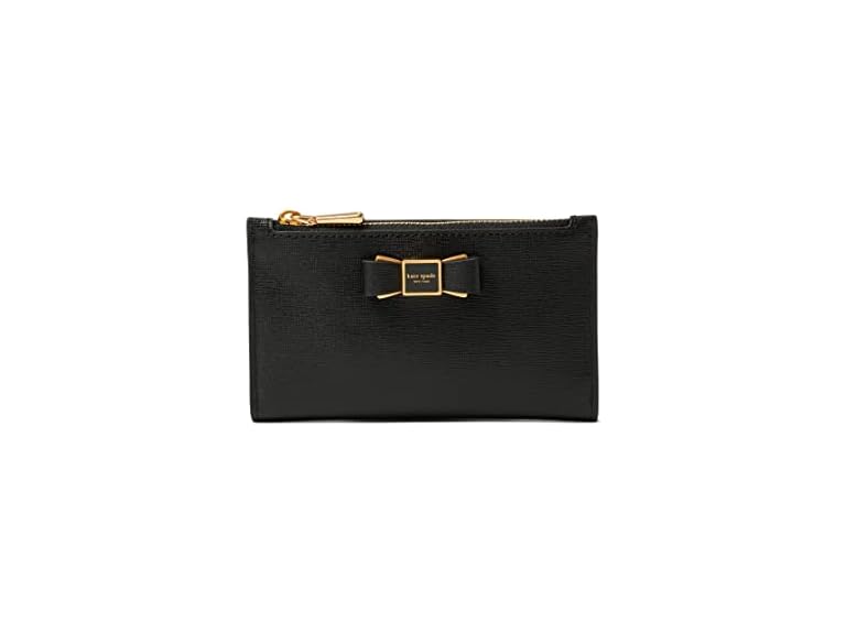 kate spade new york Morgan Bow Embellished Saffiano Leather Small Slim Bifold Wallet