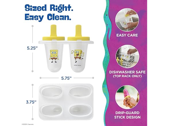 Nickelodeon SpongeBob Plastic Popsicle Molds 