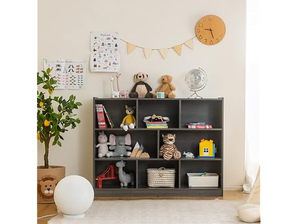HOMGX Kids Montessori Shelf, 8-Cube Wooden Toy Storage Organizer