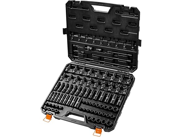 VEVOR 3/8" Drive Impact Socket Set SAE & Metric 90 Piece Socket Set