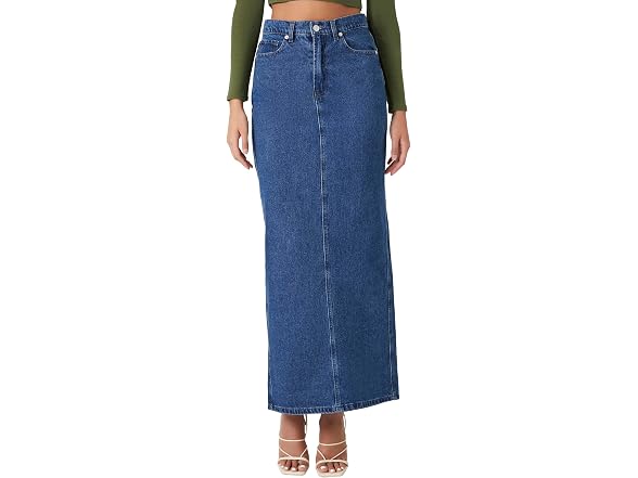 Forever 21 (S) Midi Slit Skirt Medium Denim