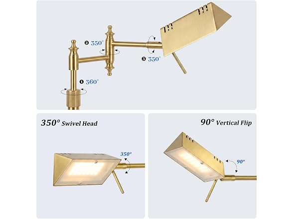 Bairth B0GLHV96MB Antique Brass Reading Floor Lamp