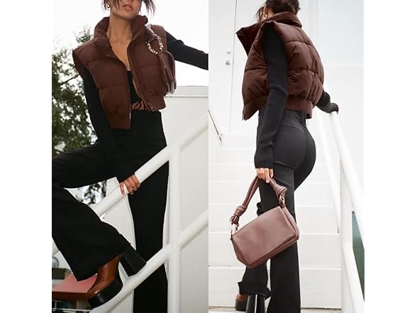 KEOMUD Women's Winter Crop Puffer Vest