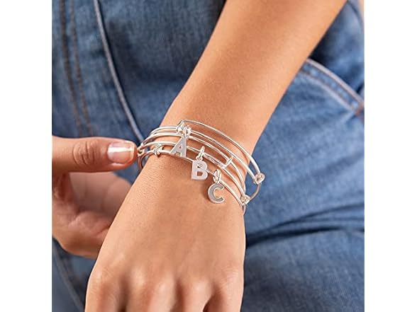Alex and ANI Initial R Bangle Silver