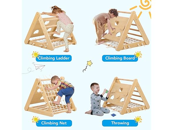 Hipicute 3 In 1 Wooden Climbing Toys