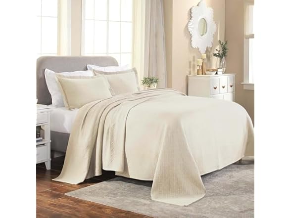 Superior Cotton Lightweight Bedspread Set, Basketweave Matelass
