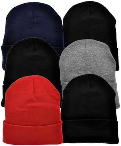 Swan Knit Basic Color Unisex Adult Beanies Cap Hat (6-Pack)