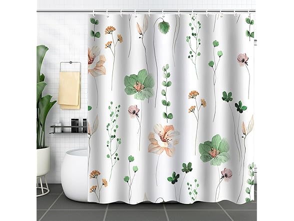 Cnayuep Watercolor Floral Shower Curtain