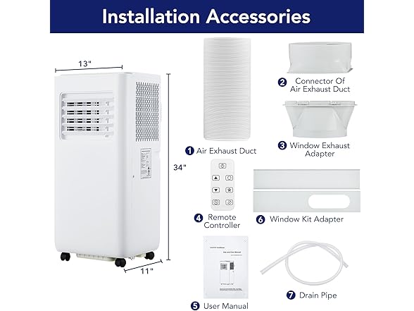 Hipicute 10000 BTU Portable Air Conditioner with Remote