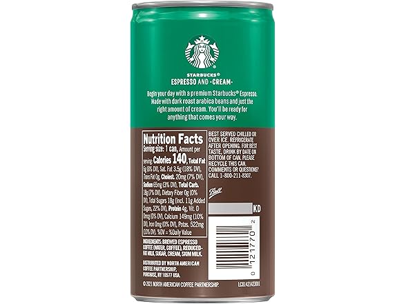 12PK Starbucks Espresso & Cream, 6.5 Fl Oz Cans