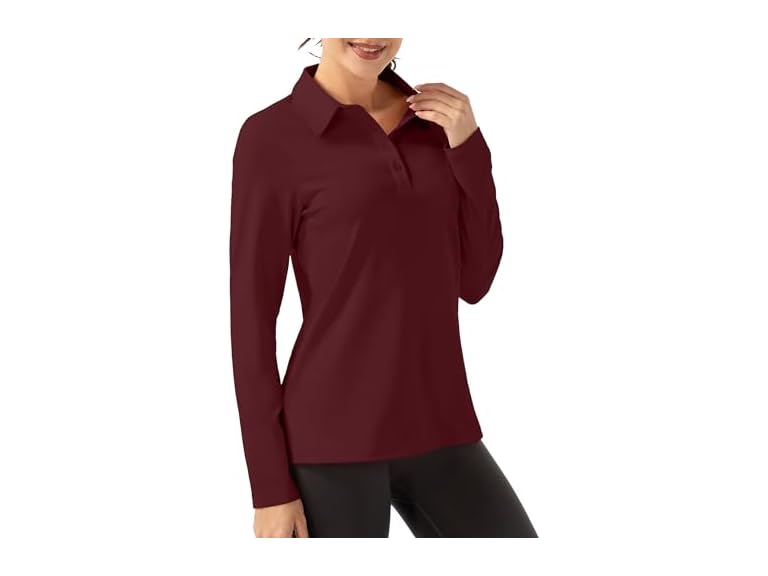 Fkeep Women Long Sleeve Polo Shirt Golf Sport Top - Gallery 20