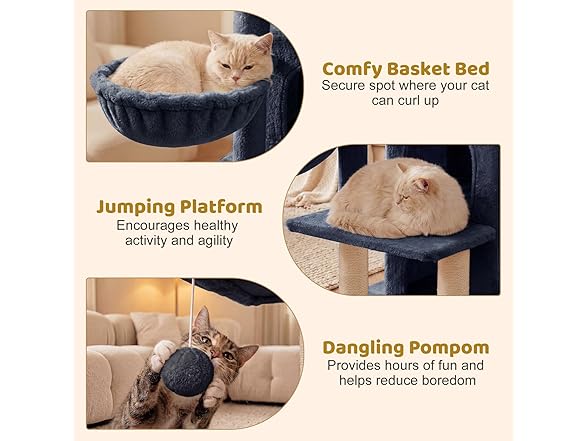 DORTALA Cat Tree for Indoor Cats, 33.5"