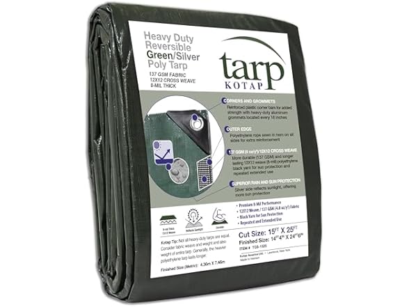 Kotap 15 x 25 Ft. Heavy-Duty Protection/Coverage Tarp