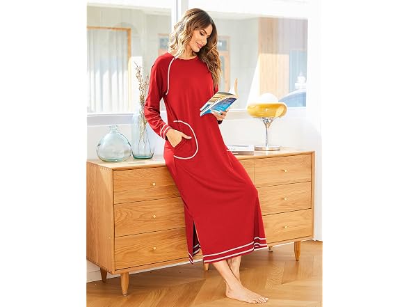 Ekouaer Women (S) Nightshirt Long Sleeve Dress