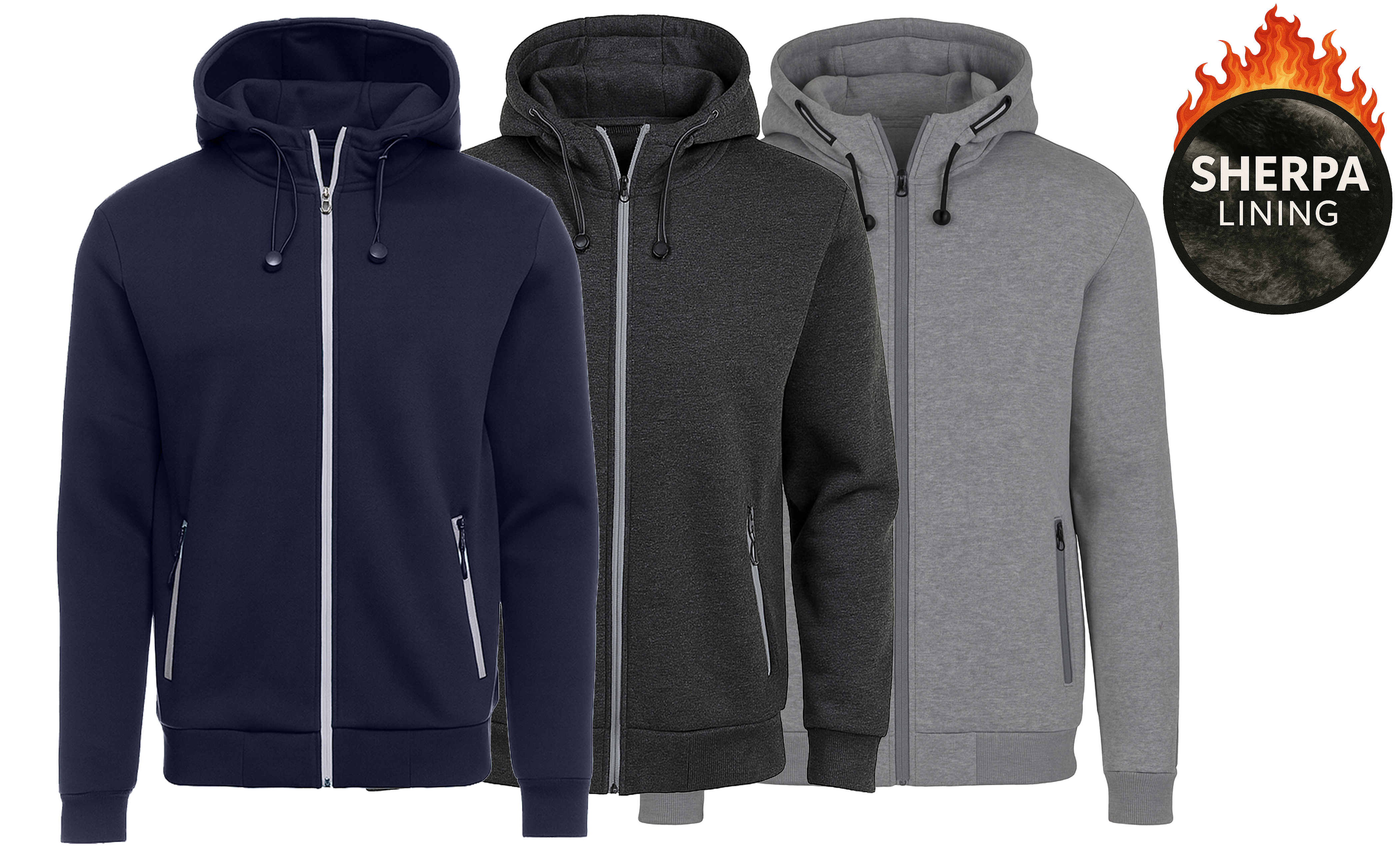 3Pk Mens Sherpa Classic Tech Zip Hoodie - Gallery 17
