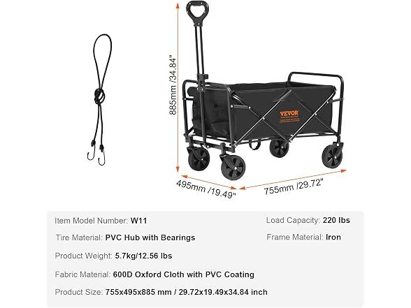 VEVOR Collapsible Folding Wagon with Wheels