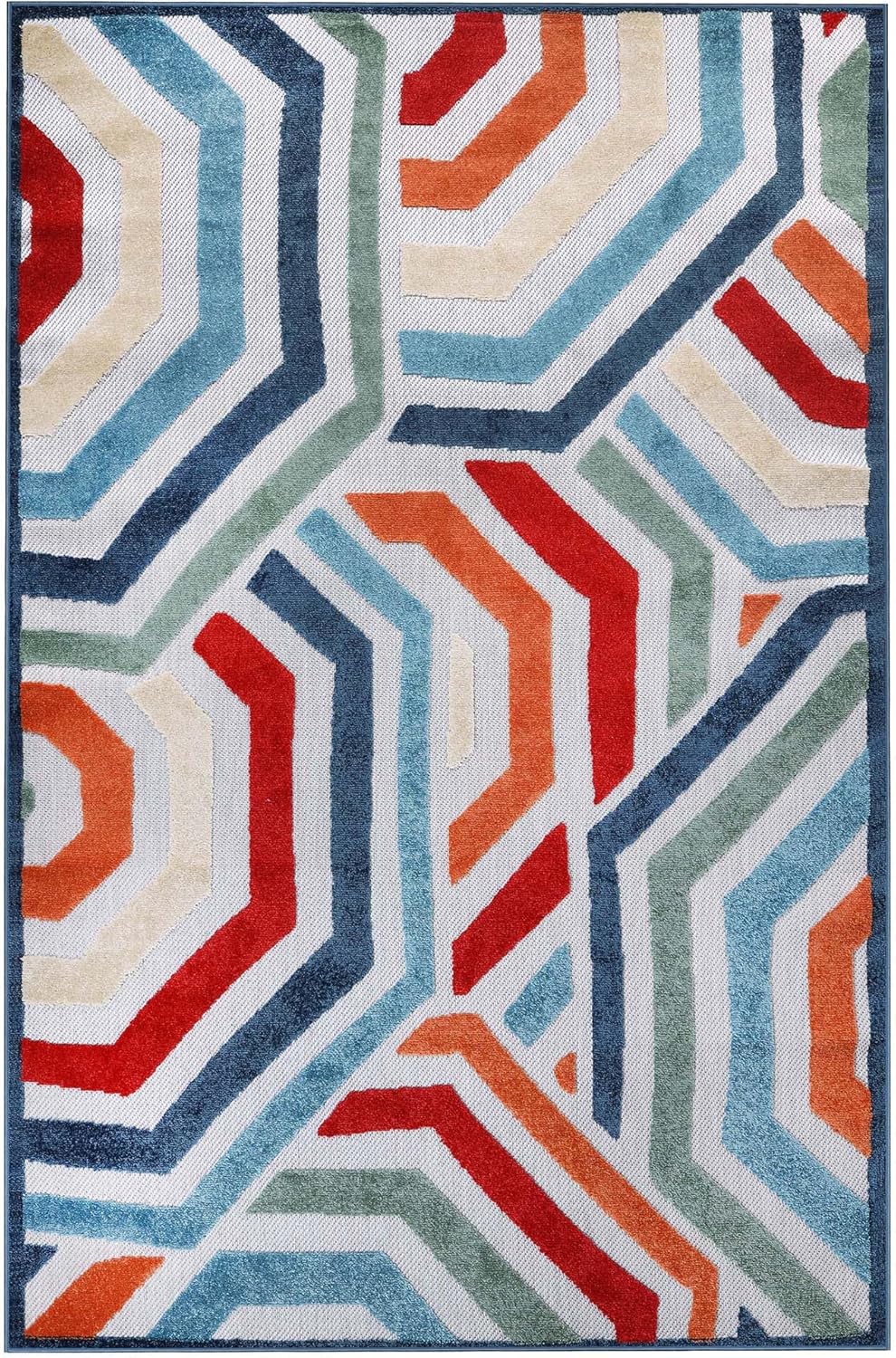 Superior Modern Geometric Coastal Indoor Outdoor Rug - Gallery 7