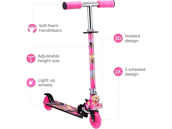 Barbie 2 Wheel Kick Scooter with Light Up WheelS