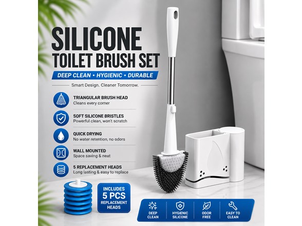 Silicone Toilet Brush and Holder Set