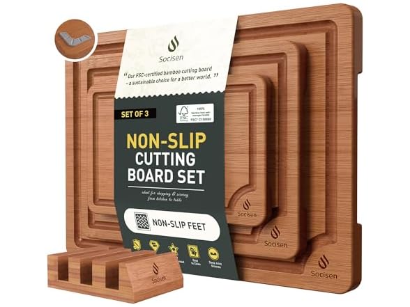 Socisen 3-Pack Bamboo Cutting Board Set