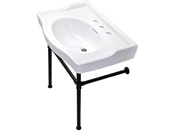 Kingston Brass 30" Ceramic Console Sink, White/Matte Black