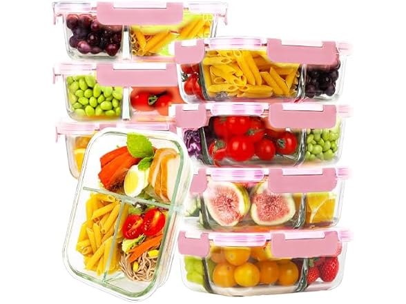 HOMBERKING 8 Pack 3 Compartment 36oz Containers