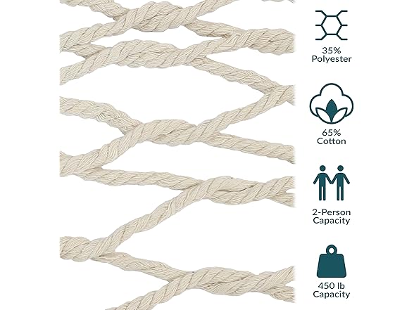 Sunnydaze Decor LY-CDWHWS Cotton Rope Hammock Nat Off-wh