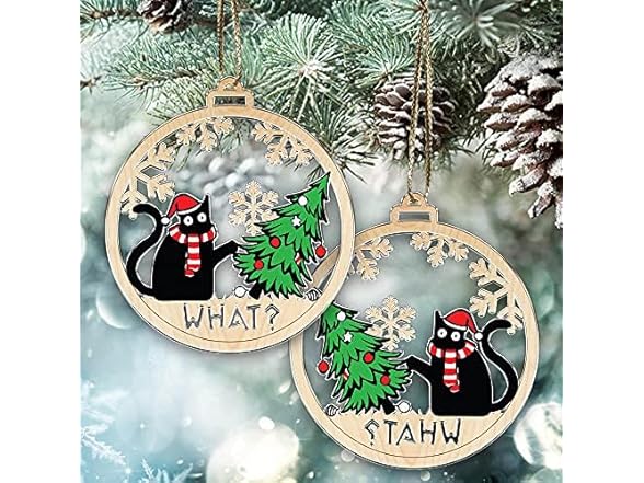 Donawings Black Cat What? Ornament