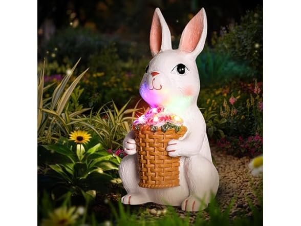 Brightever Solar Powered Garden Bunny Statue