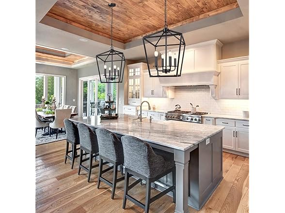 Farmhouse Chandelier 4-Light, Black & Gold Pendant